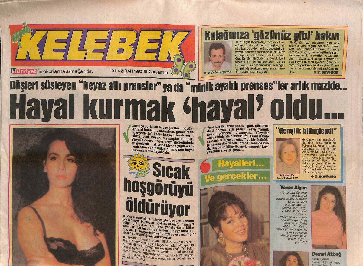 Hürriyet Gazetesi Kelebek Eki 13 Haziran 1990 - Baba Tanju Gümbür Gümbür - Sabri Çağlayangil, Gönül Yazar'ı Evinde Ağırladı GZ138341 - 1