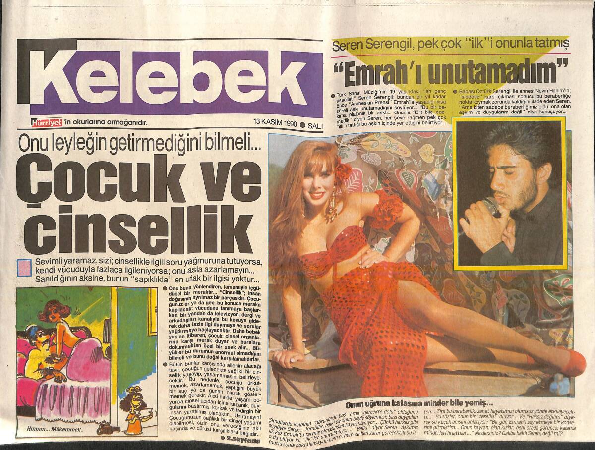Hürriyet Gazetesi Kelebek Eki 13 Kasım 1990 - Seren Serengil '' Emrah'ı Unutamadım '' GZ138201 - 1
