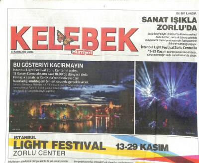 Hürriyet Gazetesi Kelebek Eki 13 Kasım 2015 - Bülent Ersoydan Cruella Tarzı GZ104763 - 1