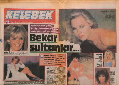 Hürriyet Gazetesi Kelebek Eki 13 Nisan 1988 - Erkeklerin Gözü , Hollywoodun Yalnız Yaşayan Güzellerinde - Michelle Philips - Jack Nicholson GZ94884 - 1