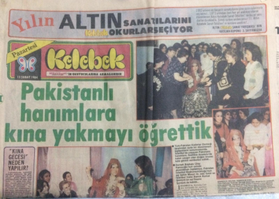 Hürriyet Gazetesi Kelebek Eki 13 Şubat 1984 - Pakistanlı Kadınlara Kına Yakmayı Öğrettik GZ21663 - 1