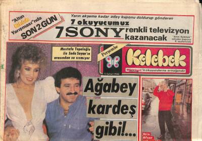 Hürriyet Gazetesi Kelebek Eki 13 Şubat 1986 - Mustafa Topaloğlu İle Seda Sayanın Arasından Su Sızmıyor - Esin Afşar Çok Mutlu GZ92039 - 1