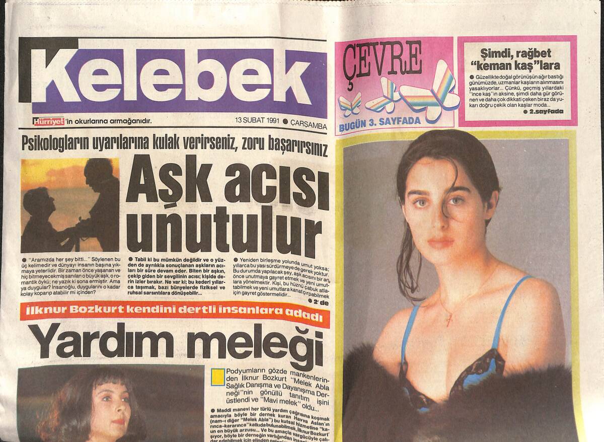 Hürriyet Gazetesi Kelebek Eki 13 Şubat 1991 - İlknur Bozkurt Kendini Dertli İnsanlara Adadı - Tanju Okan'dan Sigaraya Veda GZ138367 - 1