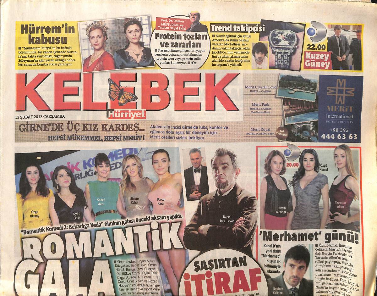 Hürriyet Gazetesi Kelebek Eki 13 Şubat 2013 - Romantik Komedi 2 Gala - Wilma Elles Grammy Hatırası GZ155170 - 1