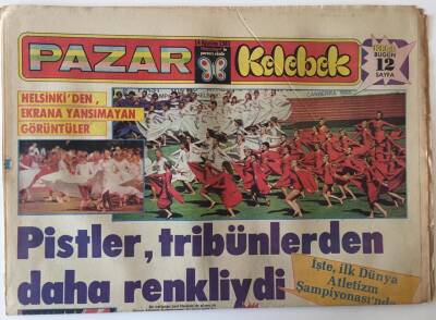 Hürriyet Gazetesi Kelebek Eki 14 Ağustos 1983 - Dünya da İlk Defa Helsinkide Düzenlenen Atletizm Dünya Şampiyonasından Renkli Görüntüler GZ22067 - 1