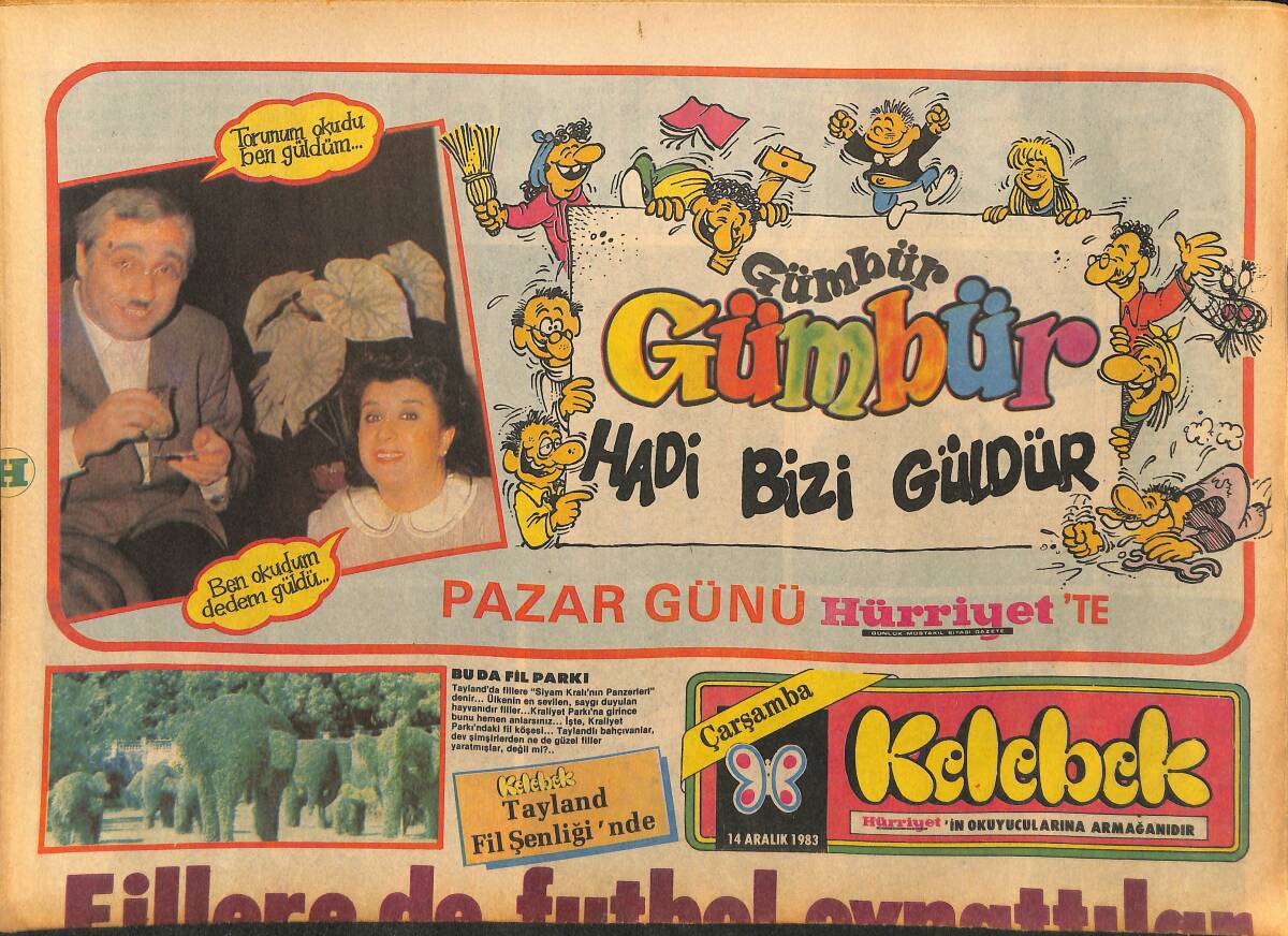 Hürriyet Gazetesi Kelebek Eki 14 Aralık 1983 - Karınızdan Nasıl Kurtulursunuz - Kelebek, Tayland Fil Şenliğinde GZ147385 - 1