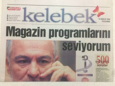 Hürriyet Gazetesi Kelebek Eki 14 Aralık 2000 - Kenan IşıkMagazin Programlarını Seviyorum GZ50084 - 1