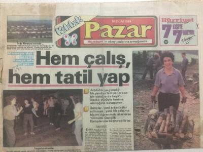 Hürriyet Gazetesi Kelebek Eki 14 Ekim 1984 - Almanyadaki Gençlik Kampında 21 Gün Hem Çalış Hem Tatil Yap GZ38548 - 1