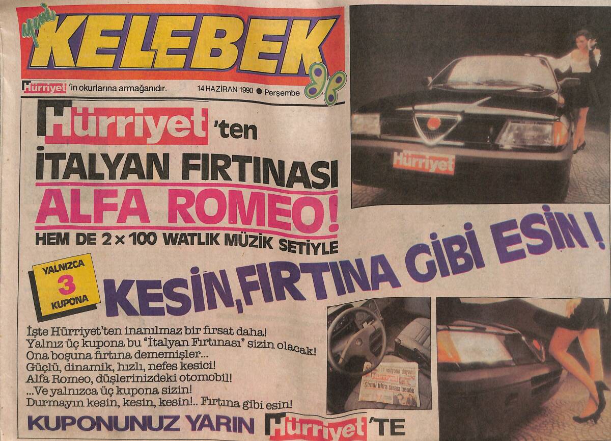 Hürriyet Gazetesi Kelebek Eki 14 Haziran 1990 - Çocuklarımız Saldırgan Ruhlu - Harika Avcı , TRT'den Yana Dertli Veto Yedi! GZ138450 - 1