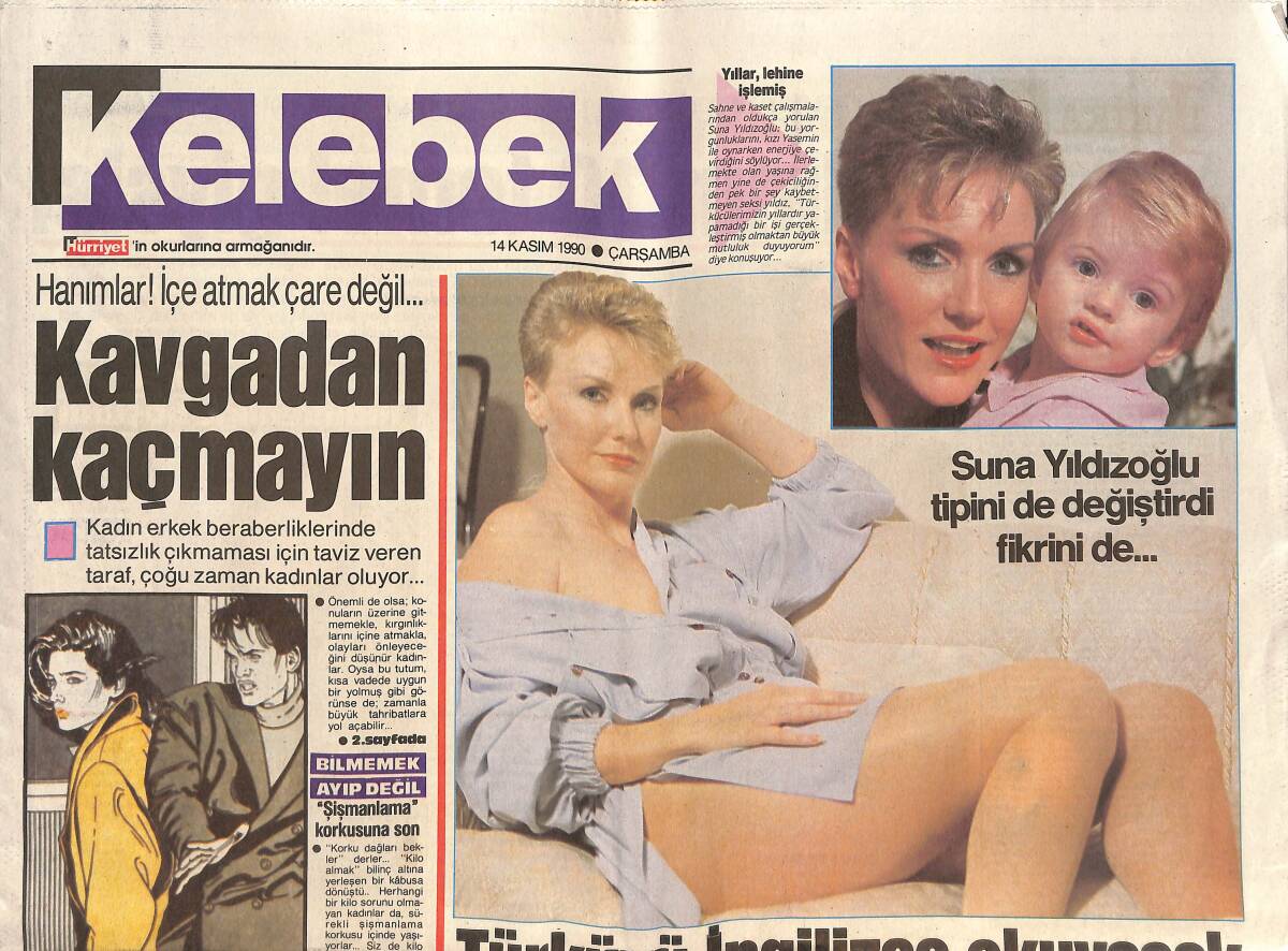 Hürriyet Gazetesi Kelebek Eki 14 Kasım 1990 - Suna Yıldızoğlu Tipini de Değiştirdi Fikrini de... GZ138194 - 1
