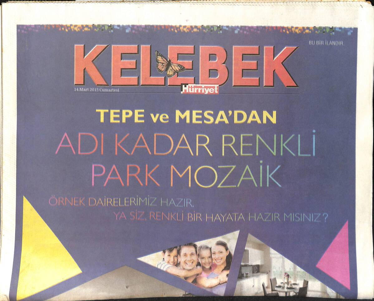 Hürriyet Gazetesi Kelebek Eki 14 Mart 2015 - Nicki Minaj Tarzı - Alkan Ailesi GZ155126 - 1