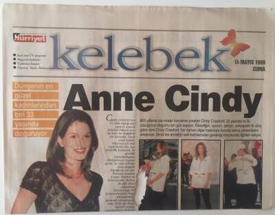 Hürriyet Gazetesi Kelebek Eki 14 Mayıs 1999 - Cindy Crawford 33 Yaşında Ve Çocuğunun Doğumu İçin Gün Sayıyor GZ28350 - 1
