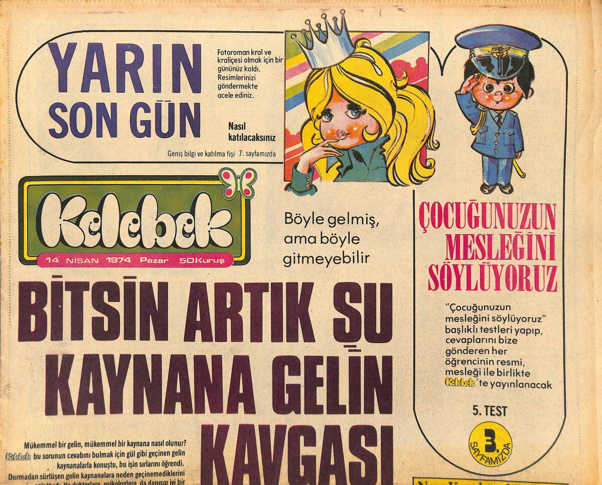 Hürriyet Gazetesi Kelebek Eki 14 Nisan 1974 - Neşe Karaböcek Dosyası - Neşe Karaböcek'in Kayınvalidesi Gelinine Konya'dan Seslendi GZ147414 - 1
