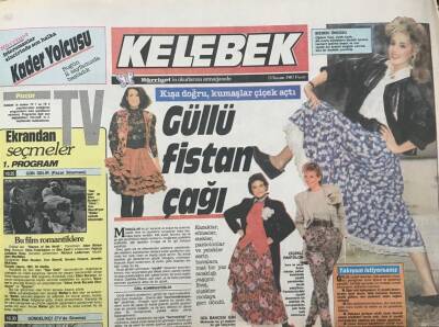 Hürriyet Gazetesi Kelebek Eki 15 Kasım 1987 - Kışa Doğru ,Kumaşlar Çiçek Açtı Güllü Fistan Çağı GZ30680 - 1