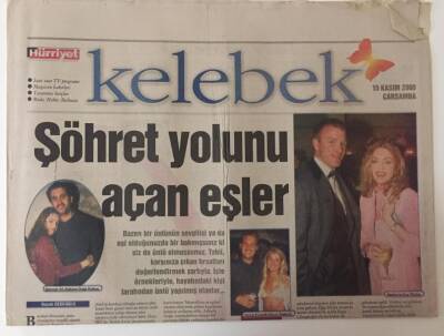 Hürriyet Gazetesi Kelebek Eki 15 Kasım 2000 - Şöhret Yolunu Açan Eşler Kaya Çilingiroğlu Hülya Avşar Gibi GZ18812 - 1