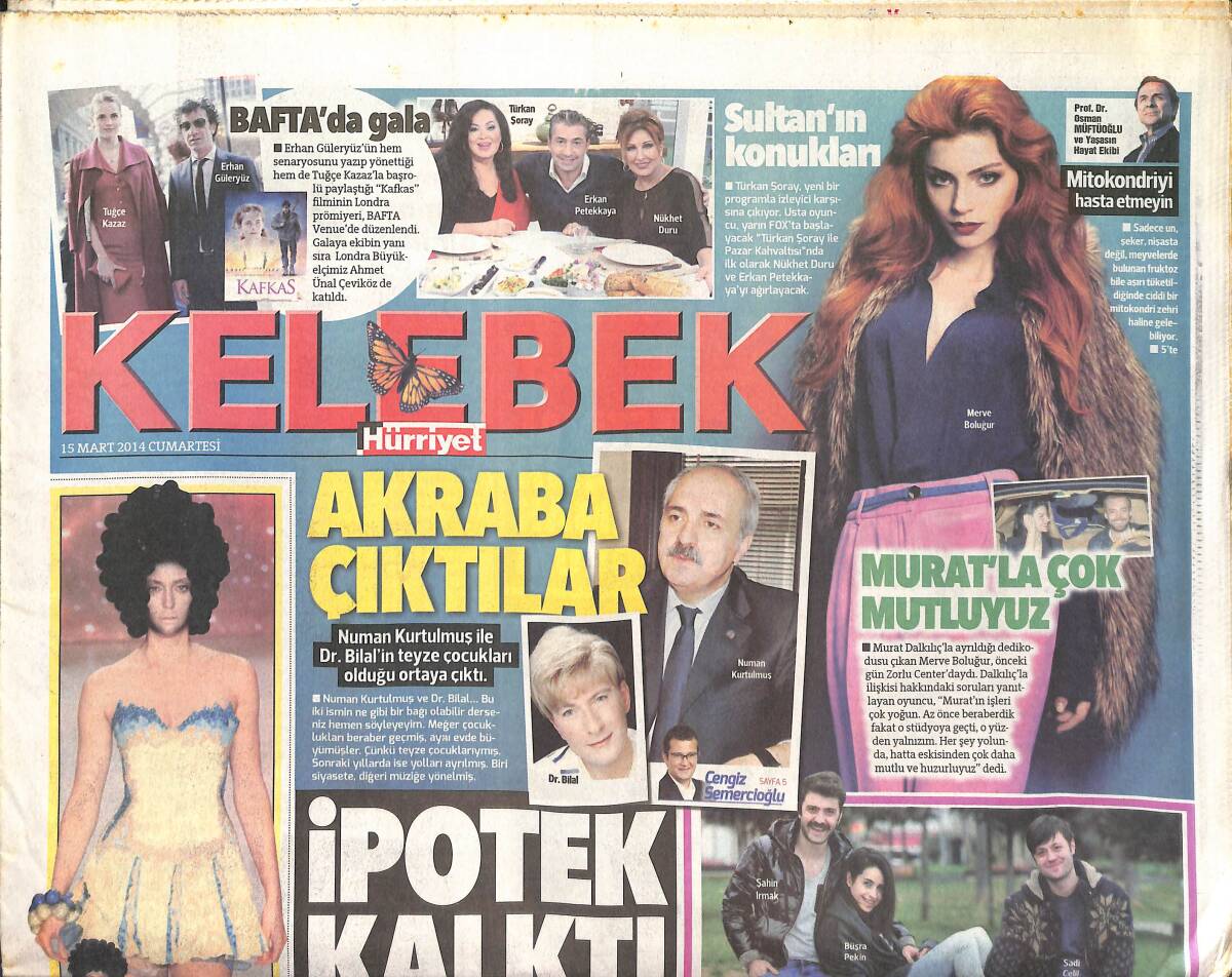 Hürriyet Gazetesi Kelebek Eki 15 Mart 2014 - Merve Boluğur: Murat'la Çok Uyumluyuz - Büşra Pekin Sit-Com Arası Talk Show GZ135829 - 1