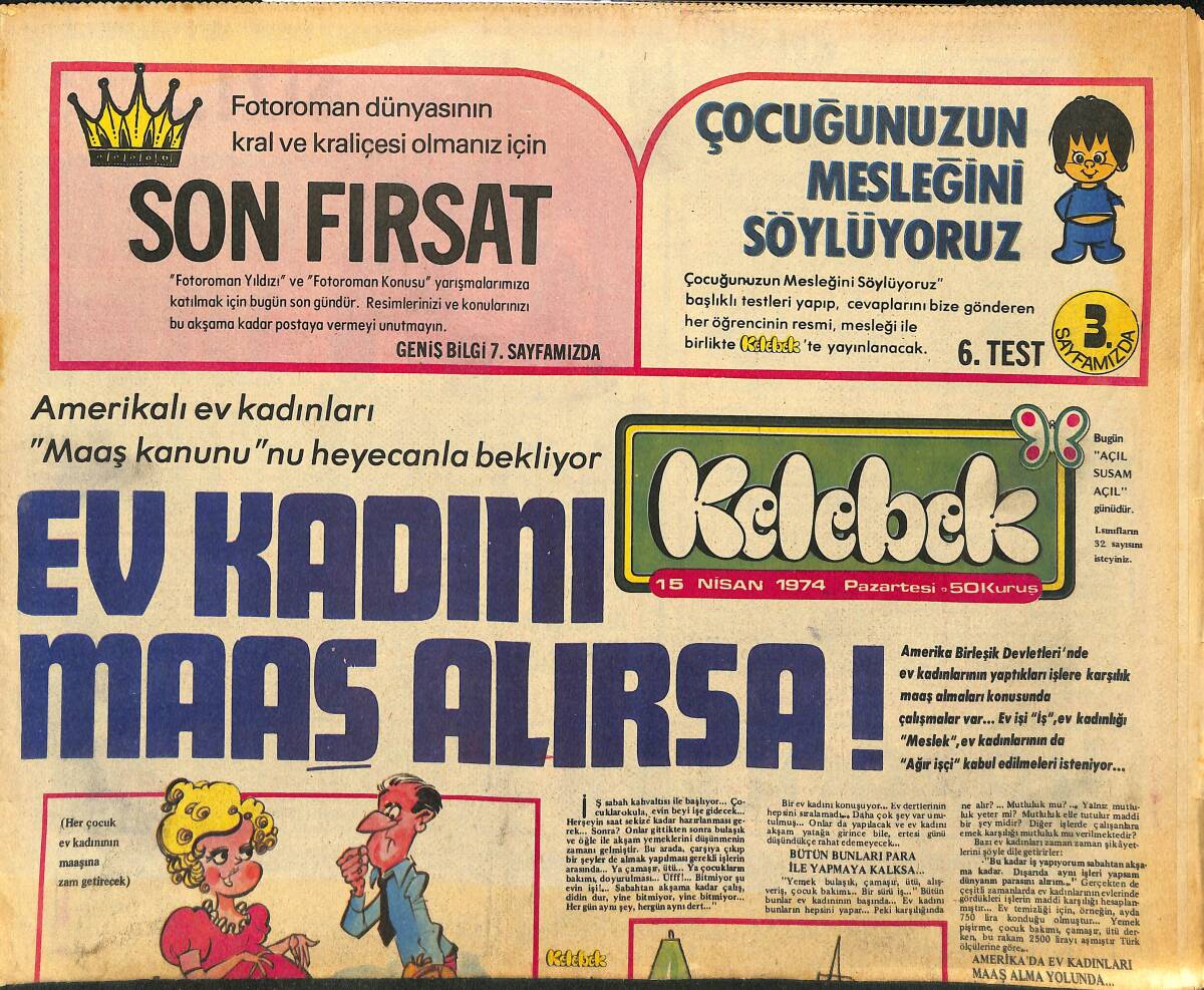 Hürriyet Gazetesi Kelebek Eki 15 Nisan 1974 - Cüneyt Arkın'ı Kin Tuttu... GZ147315 - 1