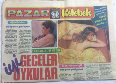 Hürriyet Gazetesi Kelebek Eki 15 Nisan 1984 - Ajda Pekkan Sporcu Gibi Uyur,Sezer Güvenirgil Çırılçıplak - GZ21079 - 1