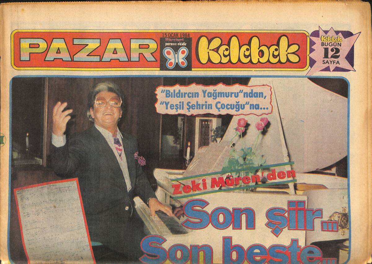 Hürriyet Gazetesi Kelebek Eki 15 Ocak 1984 - Zeki Müren'den Son Şiir Son Beste - Jerry Lewis'i Hayata Döndüren Kadın GZ147401 - 1