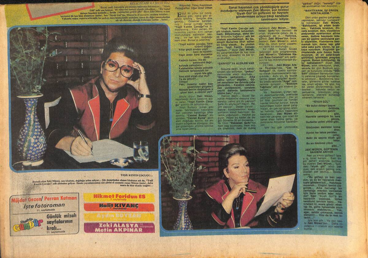 Hürriyet Gazetesi Kelebek Eki 15 Ocak 1984 - Zeki Müren'den Son Şiir Son Beste - Jerry Lewis'i Hayata Döndüren Kadın GZ147401 - 2
