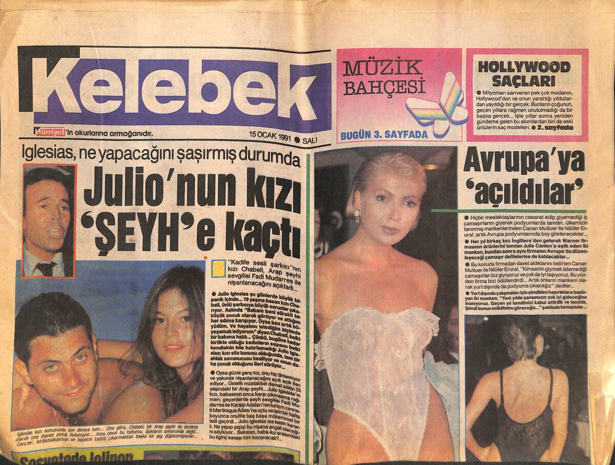 Hürriyet Gazetesi Kelebek Eki 15 Ocak 1991 - Sosyetede Lolipop Yalama Modası - Hollywood Saçları! GZ138022 - 1
