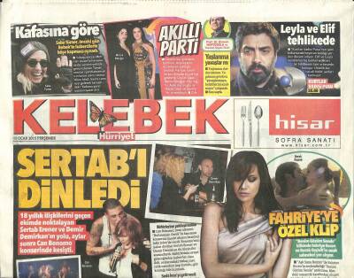 Hürriyet Gazetesi Kelebek Eki 15 Ocak 2015 - Gülben Ergen Erhan Çelikle Nişantaşında Yemekteydi GZ115943 - 1