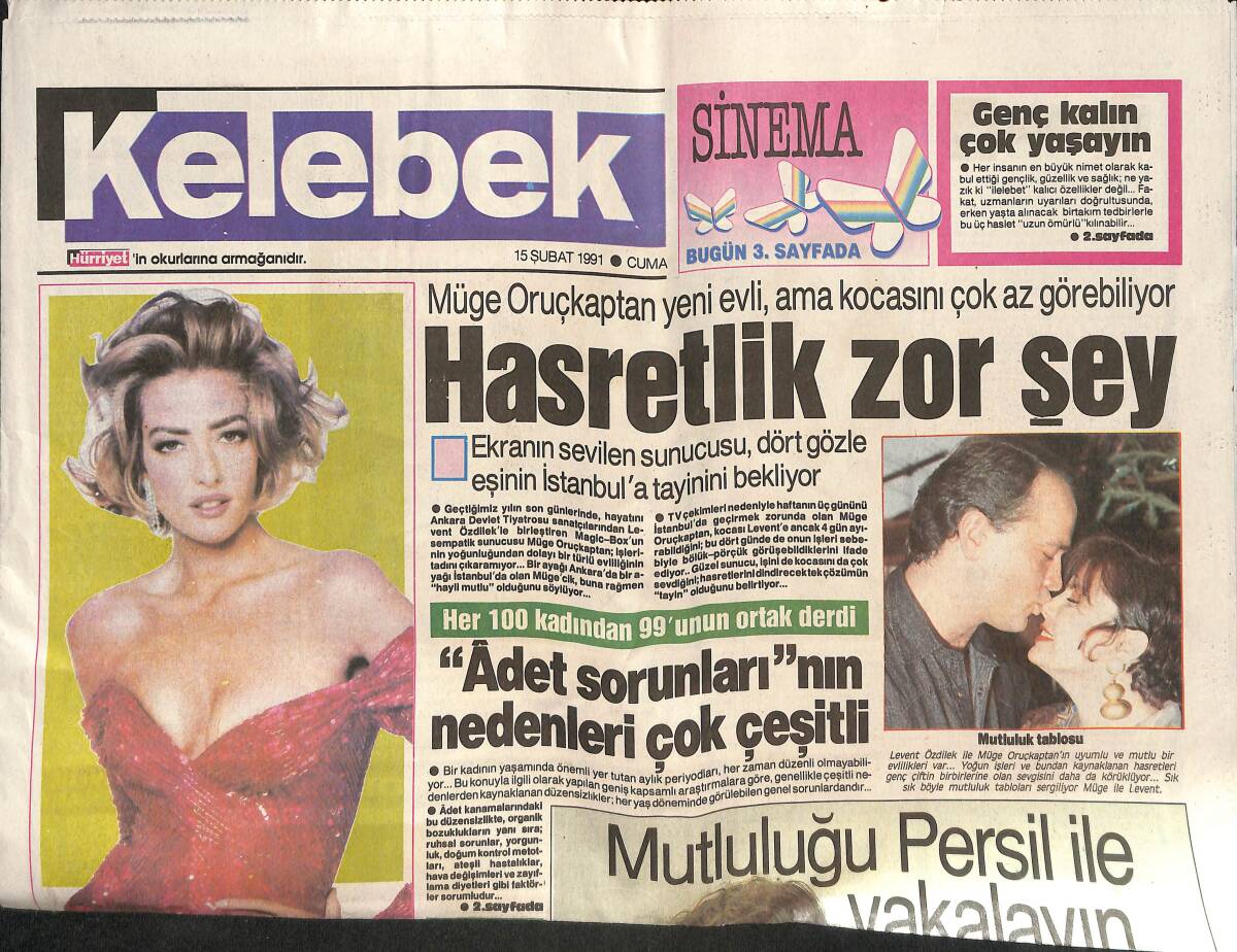 Hürriyet Gazetesi Kelebek Eki 15 Şubat 1991 - Emel Sayın Yeniden Ekranda GZ138210 - 1