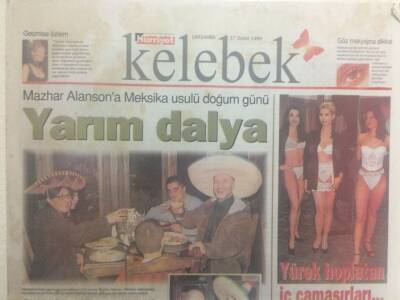 Hürriyet Gazetesi Kelebek Eki 15 Şubat 1999 - Mazhar Alansona Meksika Usulü Doğum Günü GZ32842 - 1