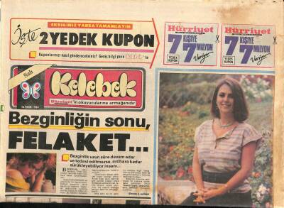 Hürriyet Gazetesi Kelebek Eki 16 Ekim 1984 - Hale Soygazi , Kendisine Altın Portakal Ödülü Kazandıran Rolünü Gerçek Hayatta da Oynuyor... GZ90530 - 1