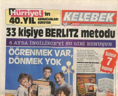 Hürriyet Gazetesi Kelebek Eki 16 Ekim 1988 - 33 Kişiye Berlitz Metodu GZ82748 - 1