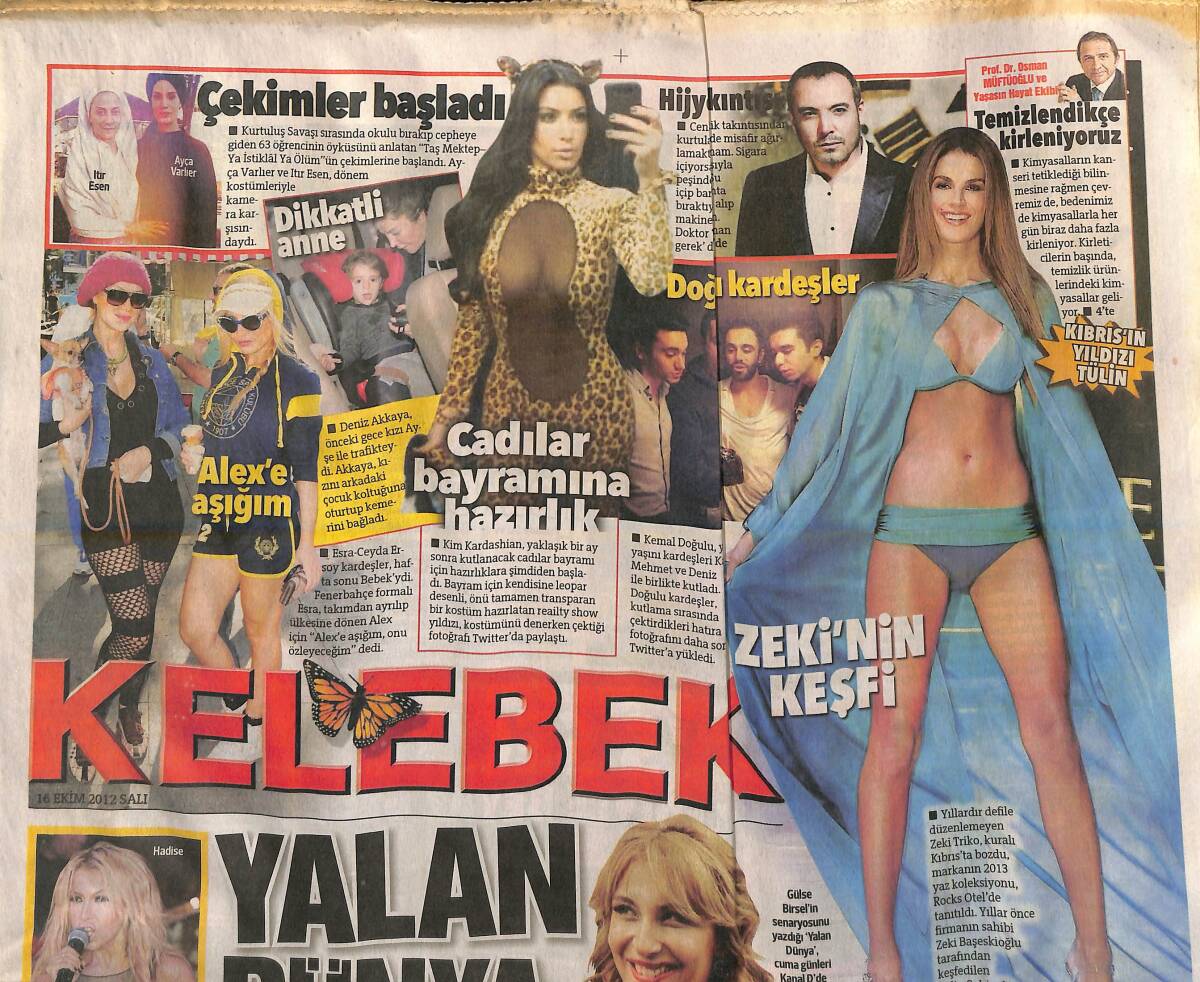 Hürriyet Gazetesi Kelebek Eki 16 Ekim 2012 - Murat Boz JLO'ya Karşı - Hadise'den 10'uncu Dövme GZ154690 - 1