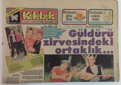 Hürriyet Gazetesi Kelebek Eki 16 Haziran 1984 - Güldürü Zirvesindeki Ortaklık Münir Özkul Ve Erol Günaydın GZ18395 - 1