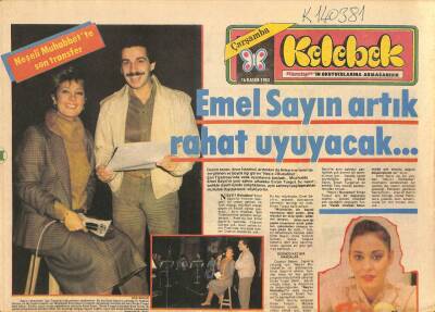Hürriyet Gazetesi Kelebek Eki 16 Kasım 1983 - Emel Sayın Artık Rahat Uyuyacak GZ114610 - 1