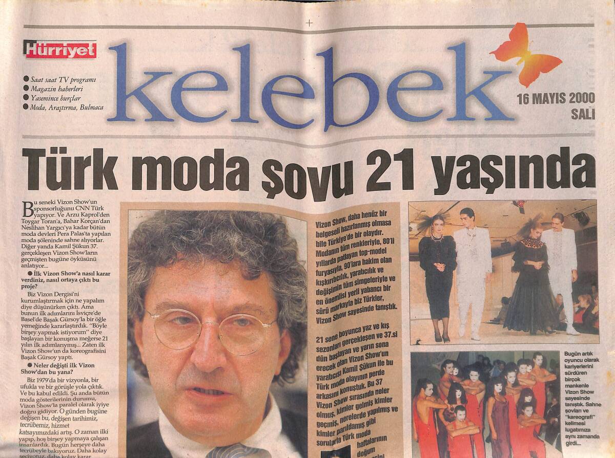 Hürriyet Gazetesi Kelebek Eki 16 Mayıs 2000 - Türk Moda Şovu 21 Yaşında GZ155923 - 1