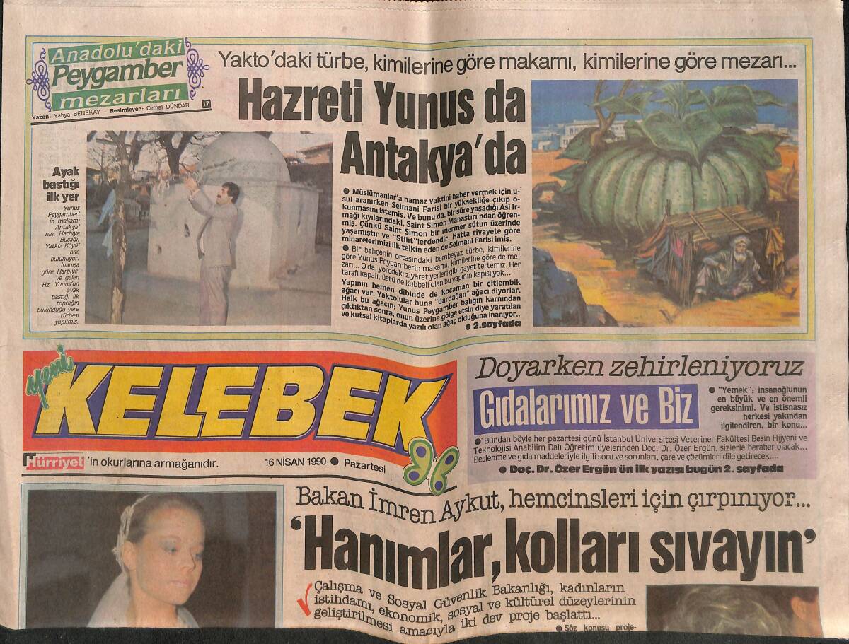 Hürriyet Gazetesi Kelebek Eki 16 Nisan 1990 - Zümra Aycan'dan Her Nabza Şerbet - Savaş Ve Anılara Devam! GZ138038 - 1