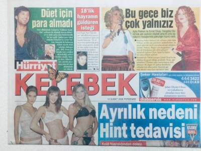 Hürriyet Gazetesi Kelebek Eki 16 Şubat 2006 - Tarkan Kibariyeden Düet İçin Para Almadı, 18lik Hayranın Güldüren İsteği GZ41186 - 1
