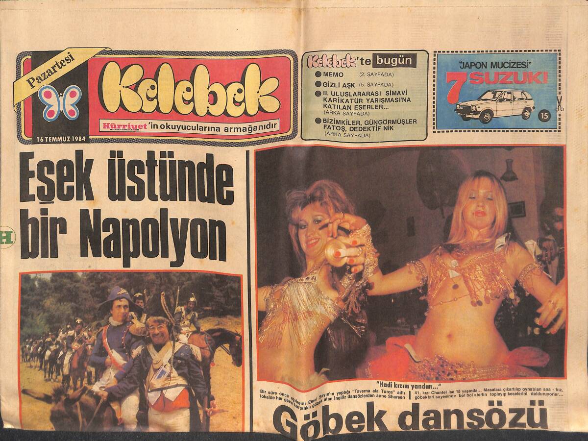 Hürriyet Gazetesi Kelebek Eki 16 Temmuz 1984 - Müjdat Gezen'in Yönettiği '' Gülümseyen Dünya '' 5 Kıtada Çekilen İlk Türk Filmi... GZ134054 - 1