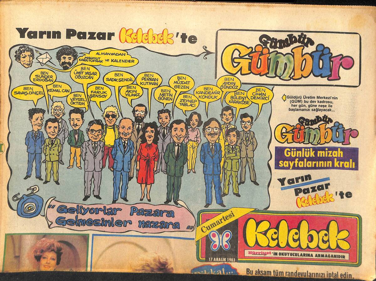 Hürriyet Gazetesi Kelebek Eki 17 Aralık 1983 - Bu Gece TV'de Emel Sayın Var - Frank Sinatra 68. Yaşını Tv'de Kutladı GZ147395 - 1