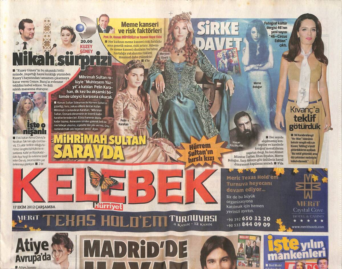 Hürriyet Gazetesi Kelebek Eki 17 Ekim 2012 - Arda Turan: Madrid'de Hayat Güzel! - Ozan Güven: Asabi Değilim! GZ137290 - 1