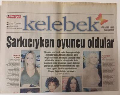 Hürriyet Gazetesi Kelebek Eki 17 Kasım 1999 - Şarkıcıyken Oyuncu Oldular Özcan Deniz , Teoman ... GZ18801 - 1