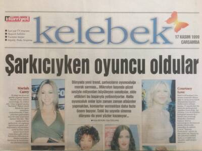 Hürriyet Gazetesi Kelebek Eki 17 Kasım 1999 - Şarkıcıyken Oyuncu Oldular,Özcan Deniz Ayşegül Aldinç GZ35223 - 1