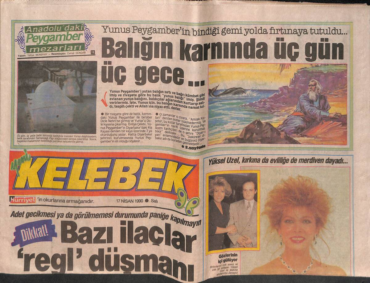 Hürriyet Gazetesi Kelebek Eki 17 Nisan 1990 - Prens Charles'ın Horlama Hileleri - Yüksel Uzel Evliliğe Merdiven Dayadı! GZ138050 - 1