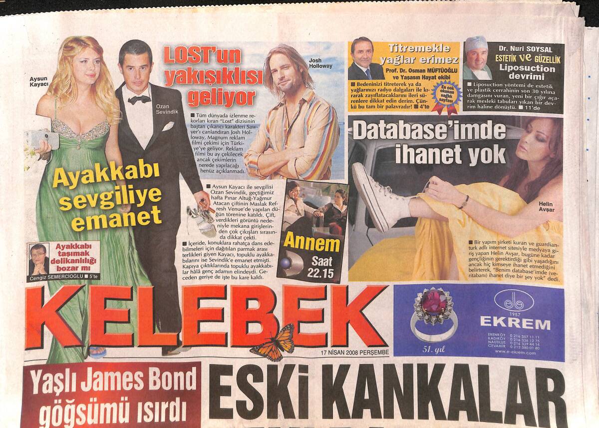 Hürriyet Gazetesi Kelebek Eki 17 Nisan 2008 - LOST'un Yakışıklısı Geliyor 