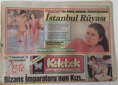 Hürriyet Gazetesi Kelebek Eki 17 Temmuz 1986 - Saçta Yeni Moda Bırak Dağınık Kalsın , Kırkından Sonra Fotoromanı Adile Naşit , Erol Günaydın GZ18448 - 1