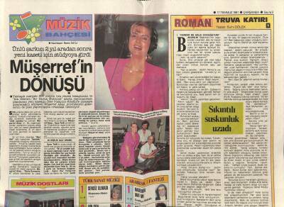 Hürriyet Gazetesi Kelebek Eki 17 Temmuz 1991 - Müşerref Akayın Dönüşü GZ78329 - 1