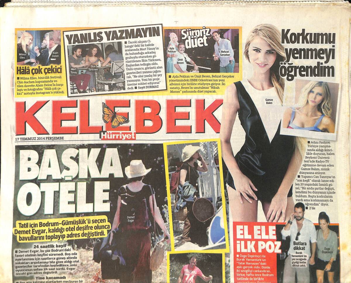 Hürriyet Gazetesi Kelebek Eki 17 Temmuz 2014 - Nilüfer'den Bir İlk - Sürpriz Düet: Ümit Besen, Ajda Pekkan GZ155189 - 1
