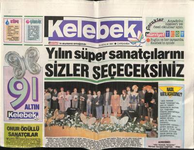 Hürriyet Gazetesi Kelebek Eki 18 Aralık 1991 - Onur Ödüllü Sanatçılar GZ63768 - 2