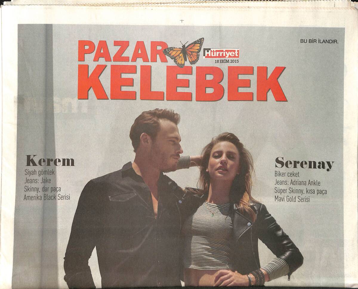 Hürriyet Gazetesi Kelebek Eki 18 Ekim 2015 - Merve Özbey Sözleri Çok Zekice - Şebnem Amerika Yolcusu GZ154769 - 1