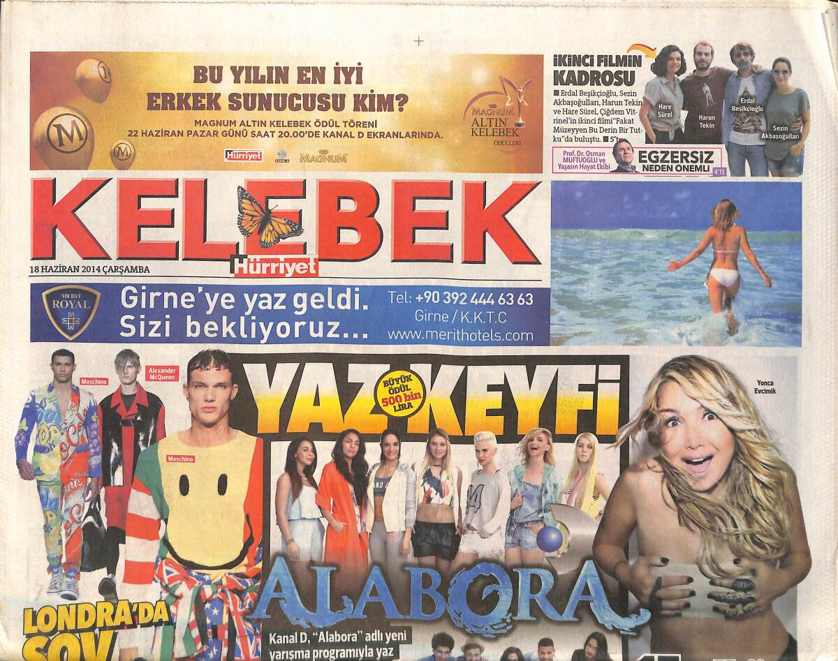 Hürriyet Gazetesi Kelebek Eki 18 Haziran 2014 - Yonca Evcimik Yeni Şarkılarından Oluşan 15. Albümünü Çıkardı GZ155100 - 1