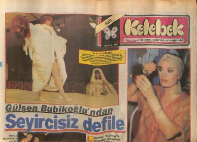 Hürriyet Gazetesi Kelebek Eki 18 Mart 1986 - Gülşen Bubikoğlundan Seyircisiz Defile GZ113612 - 1